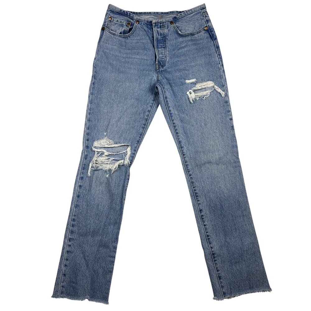 Levi’s 501 Premium Womens Distressed Straight Leg Jeans 26 Button Fly 90s grunge